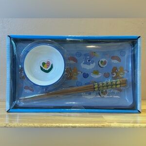 Brand New Care Bears Ceramic Sushi Plate Set Made by Silver Buffalo.